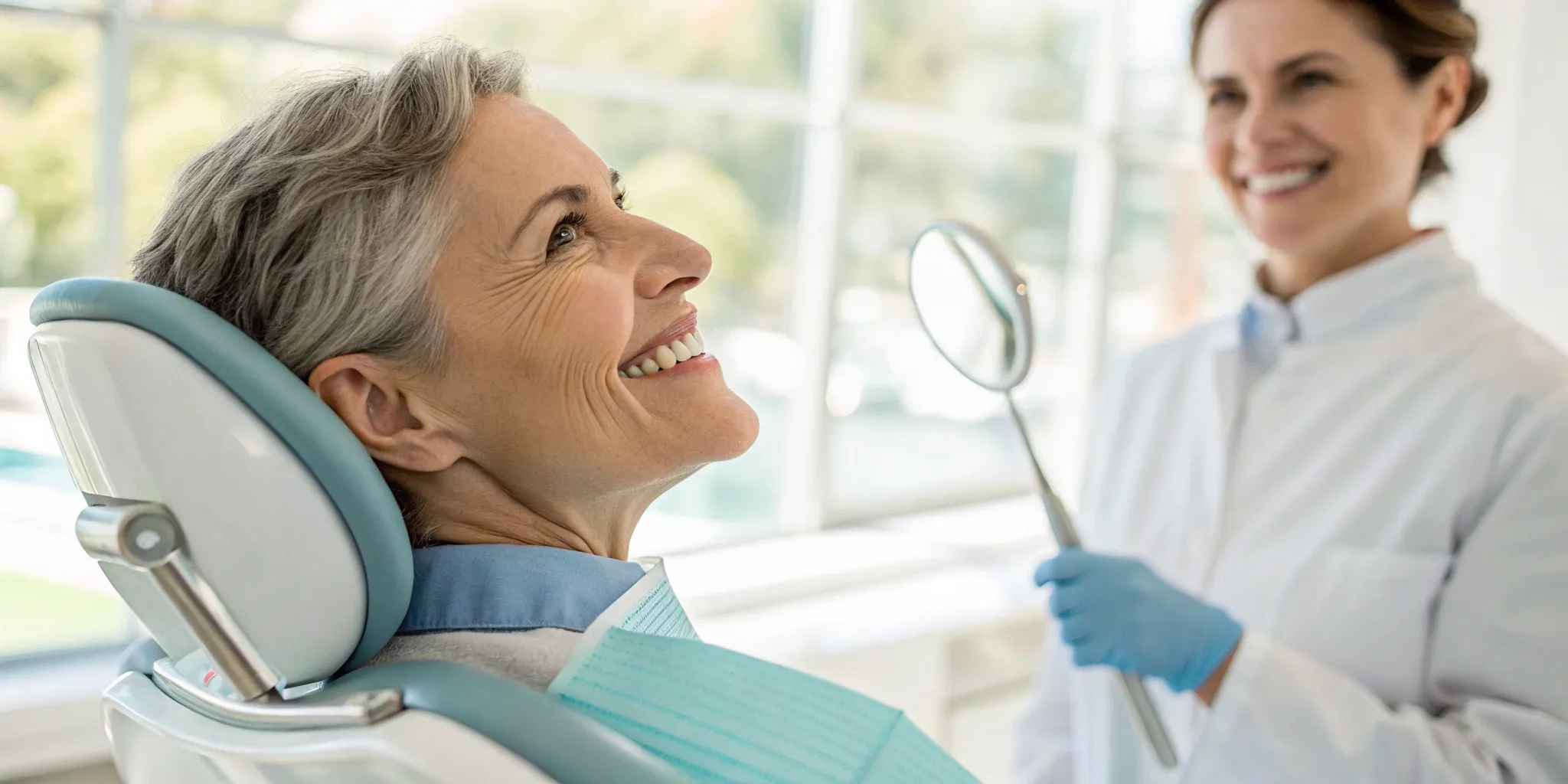 Affordable all-on-4 implants: Woman smiling after dental implant procedure.