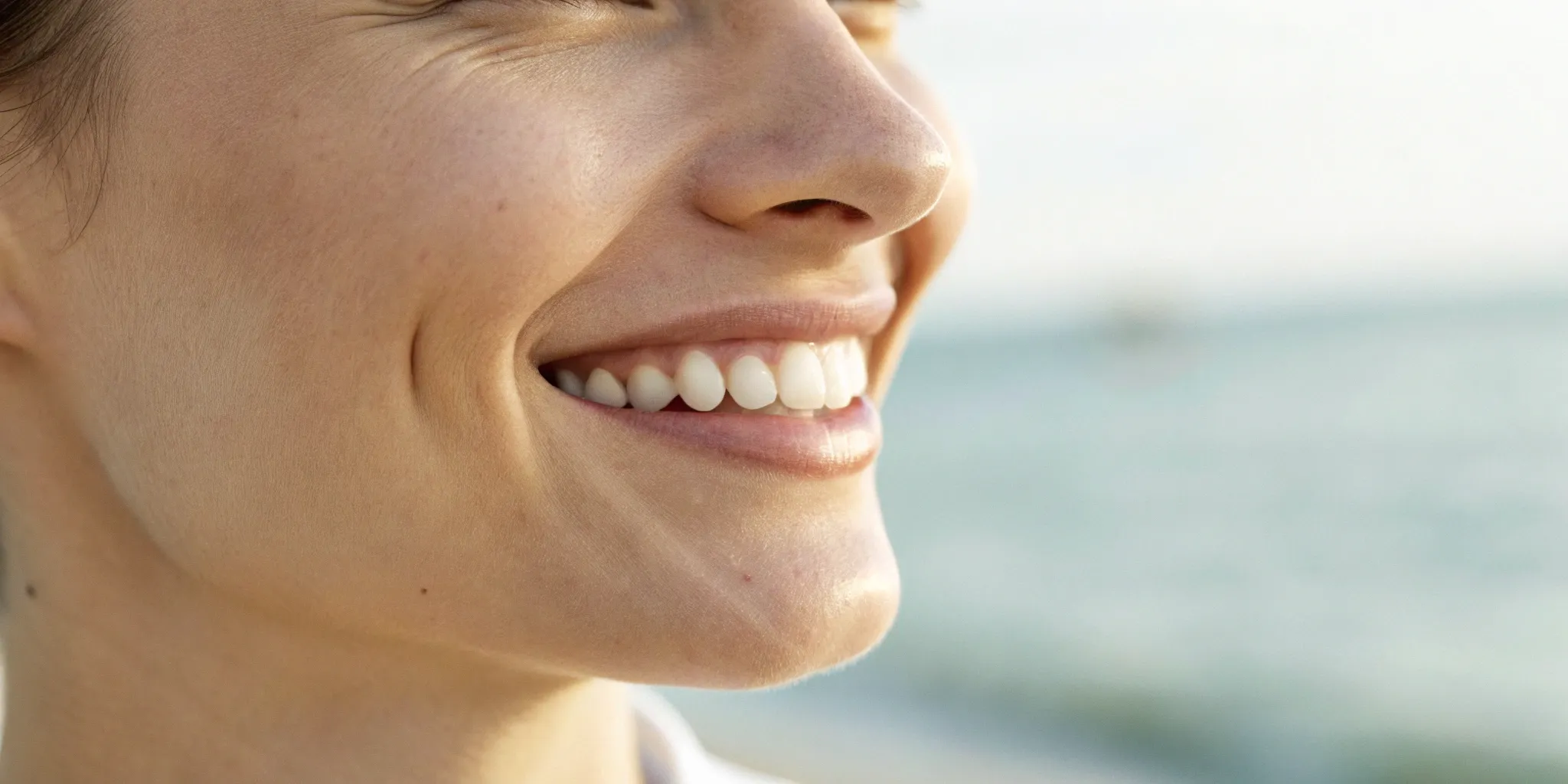 Healthy smile after dental implant surgery.