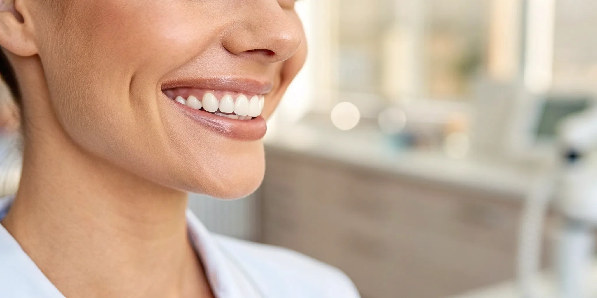Modern false teeth create a natural, confident smile.